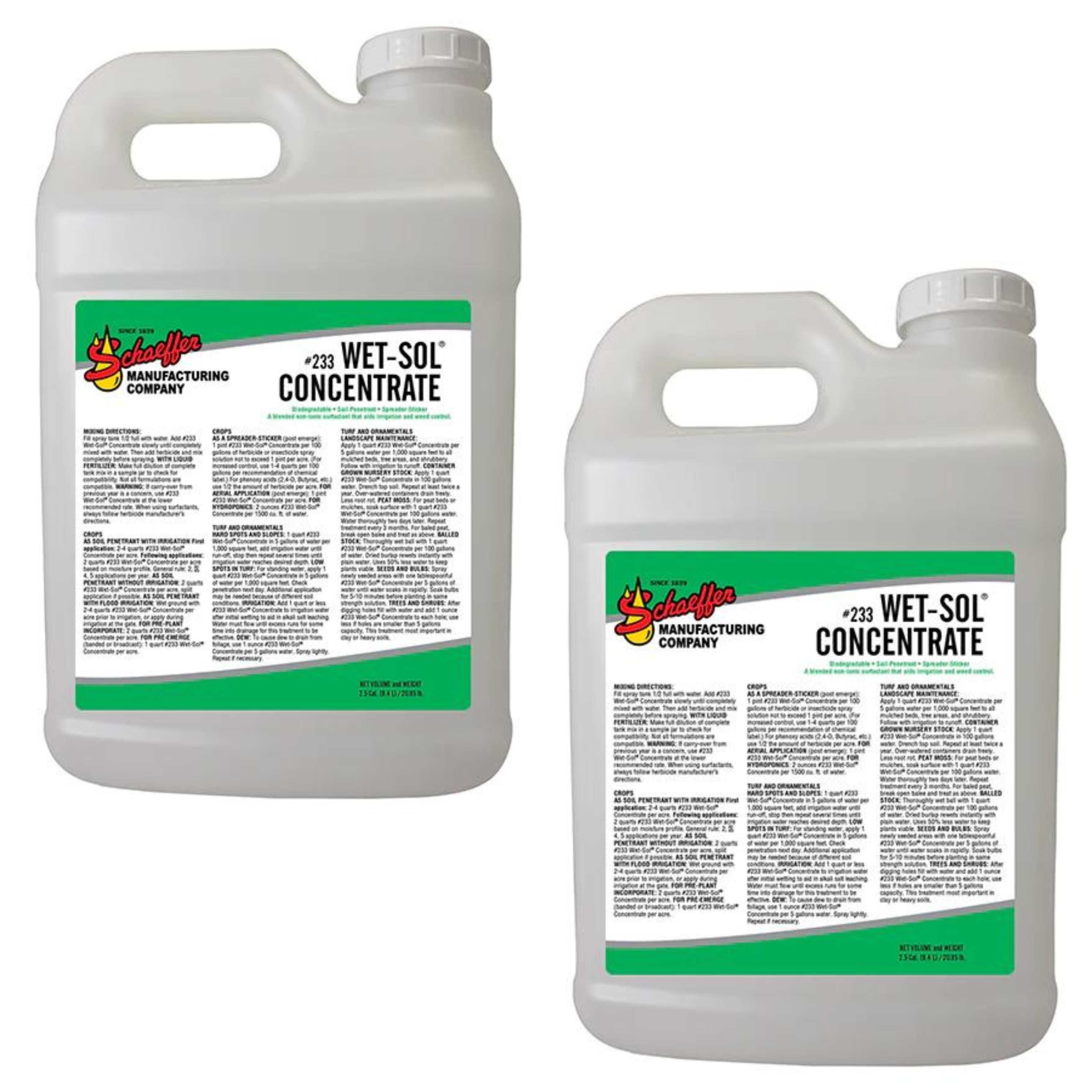 Schaeffers Wet-Sol Concentrate Surfactant Wetting Agent | (2) 2.5 Gallon Bottles