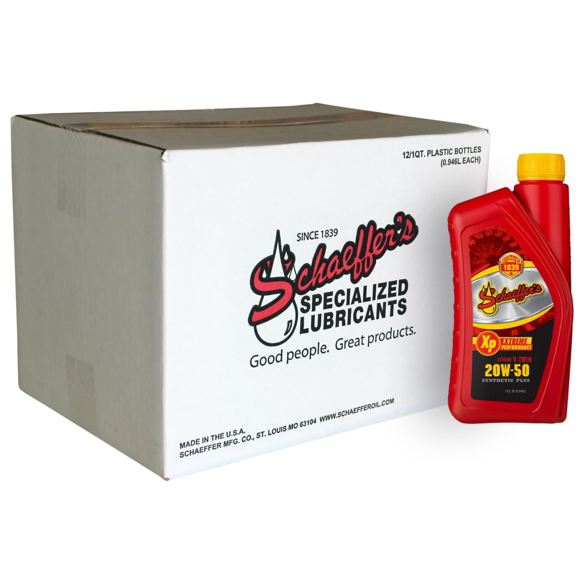 Schaeffers Extreme V-Twin Synthetic Plus Racing 20W-50 Oil | (12) 1 Quart Bottles