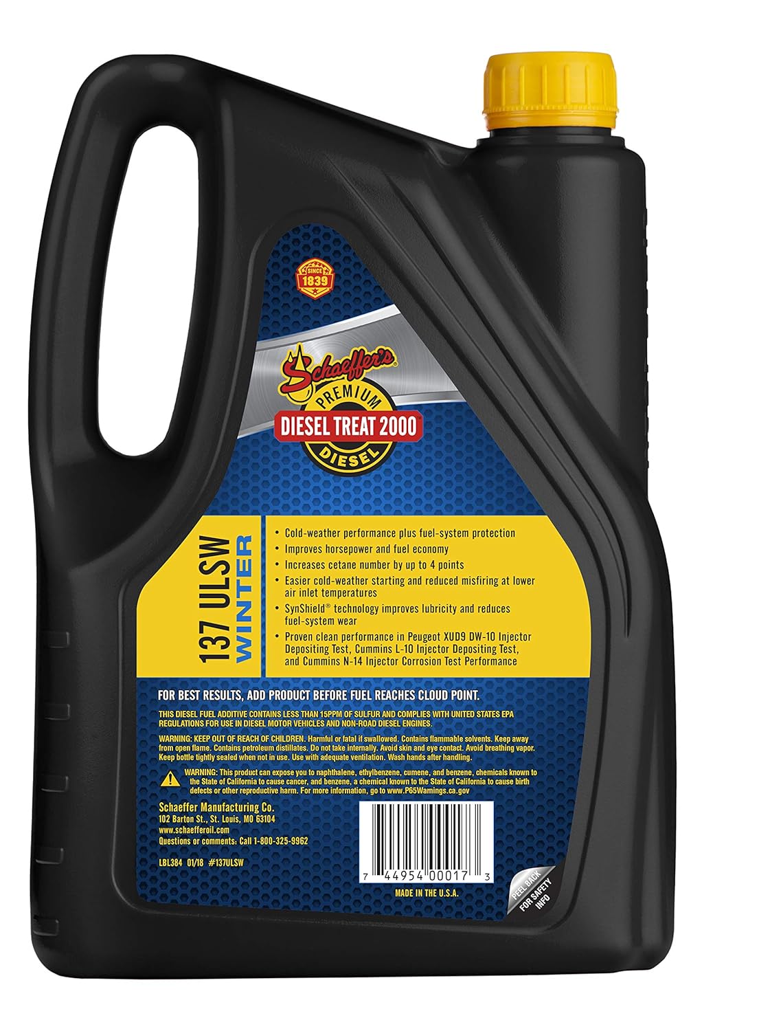 Schaeffers Diesel Treat 2000 Ultra Low Sulfur Winter Premium Diesel Fuel Additive | (4) 1 Gallon Bottles