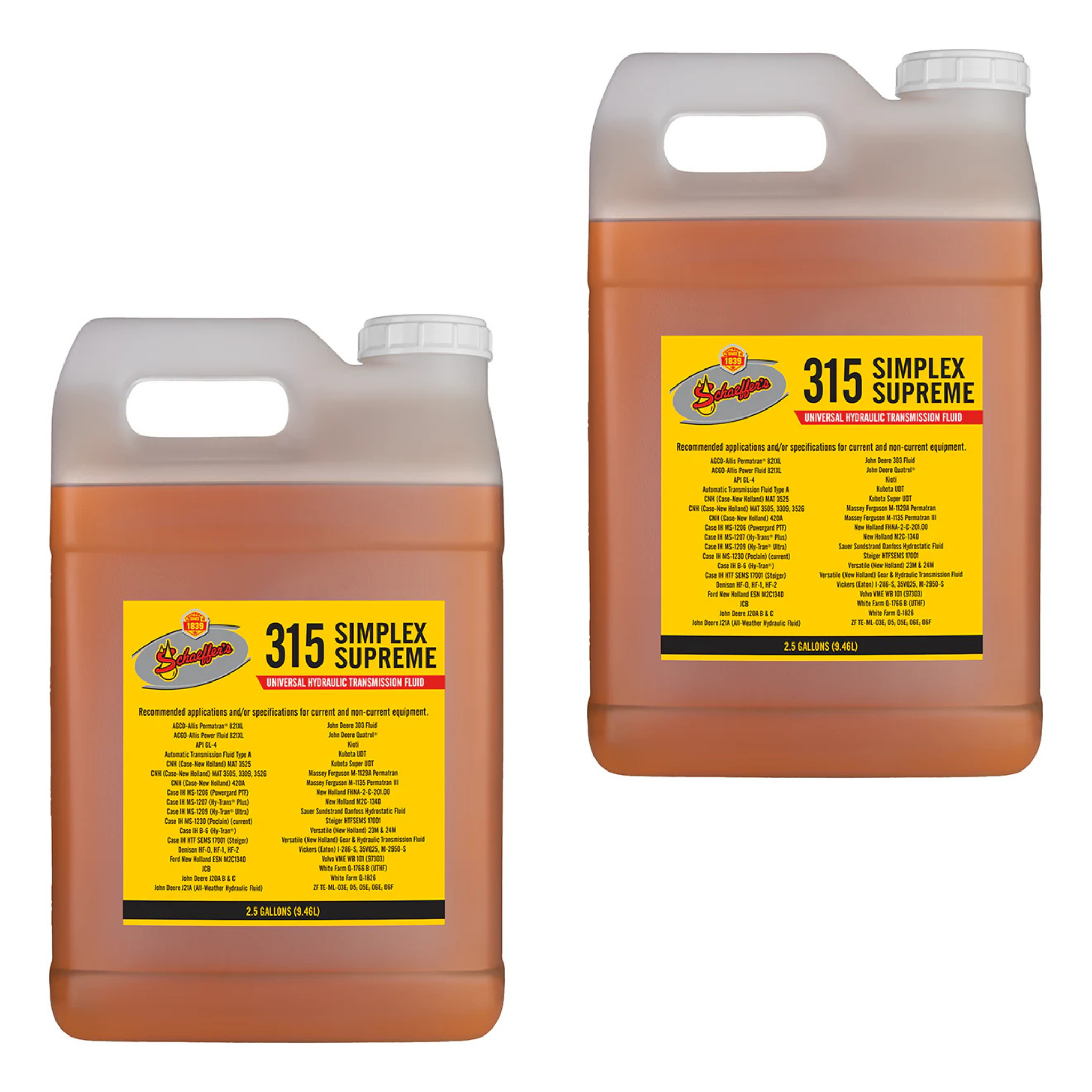 Schaeffer's 0315 Simplex Supreme Hydraulic Fluid | 2 2.5 Gallon Case