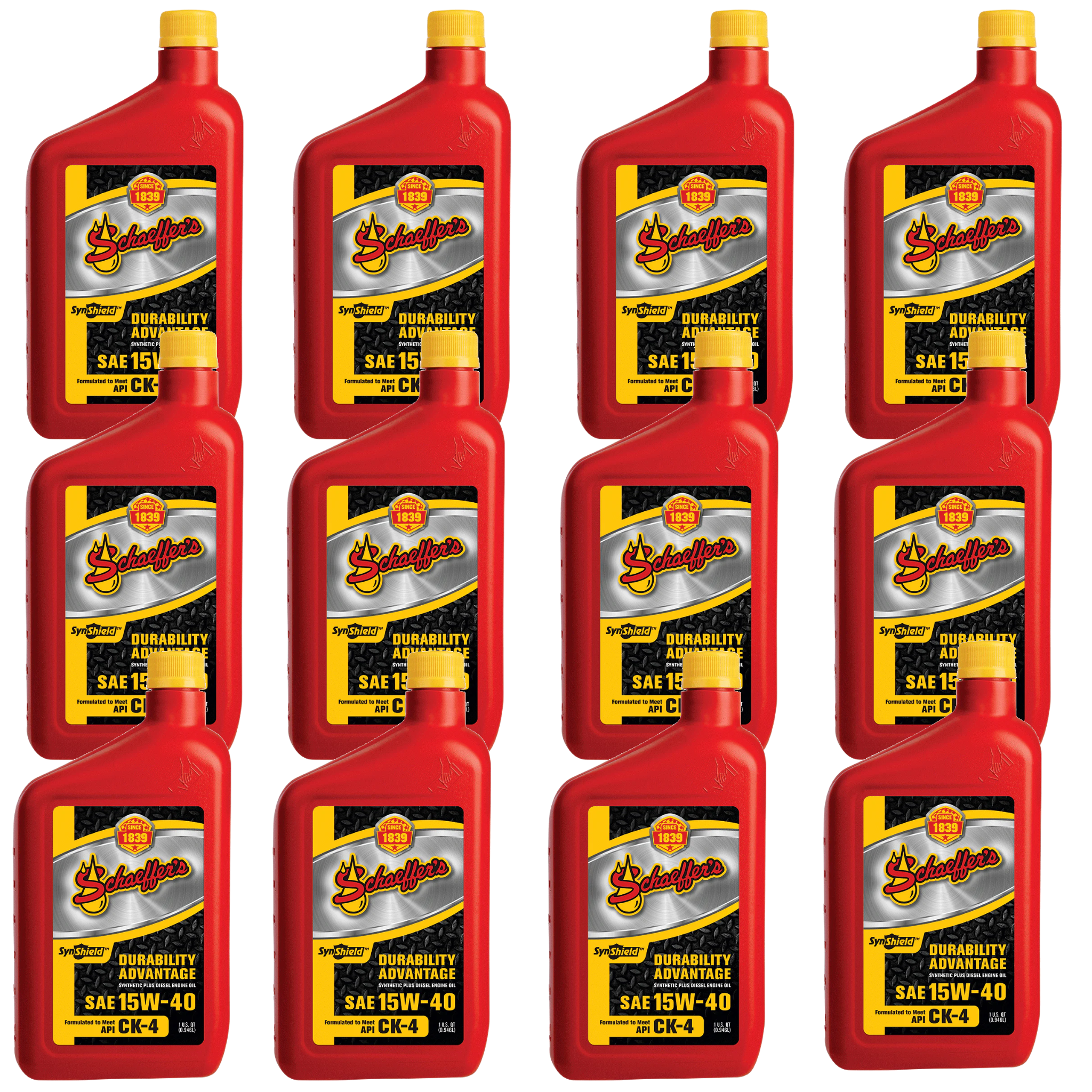 Schaeffers 0700 SynShield Durability Advantage 15W-40 Oil | 12 Quart Bottles