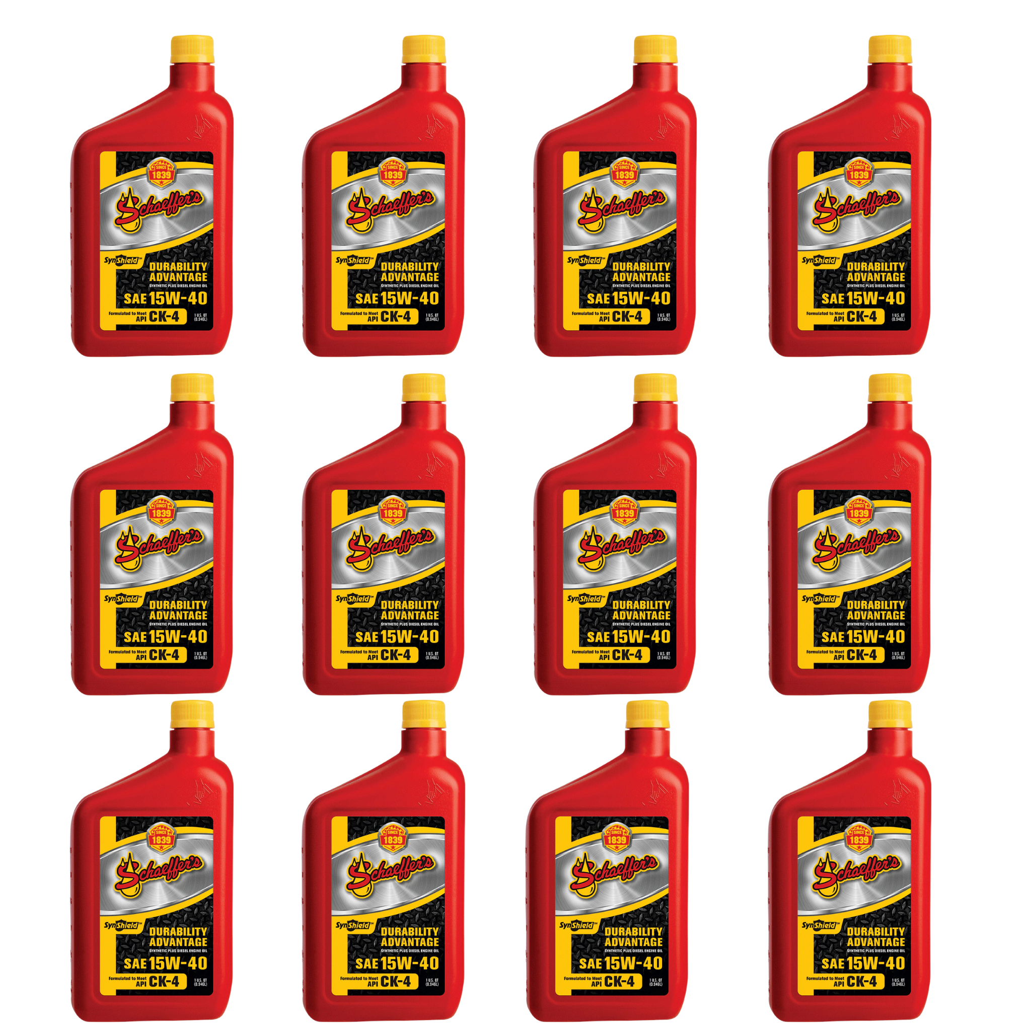 Schaeffer's 0700 SynShield Durability Advantage 15W-40 Oil | (12) 1 Quart Bottles