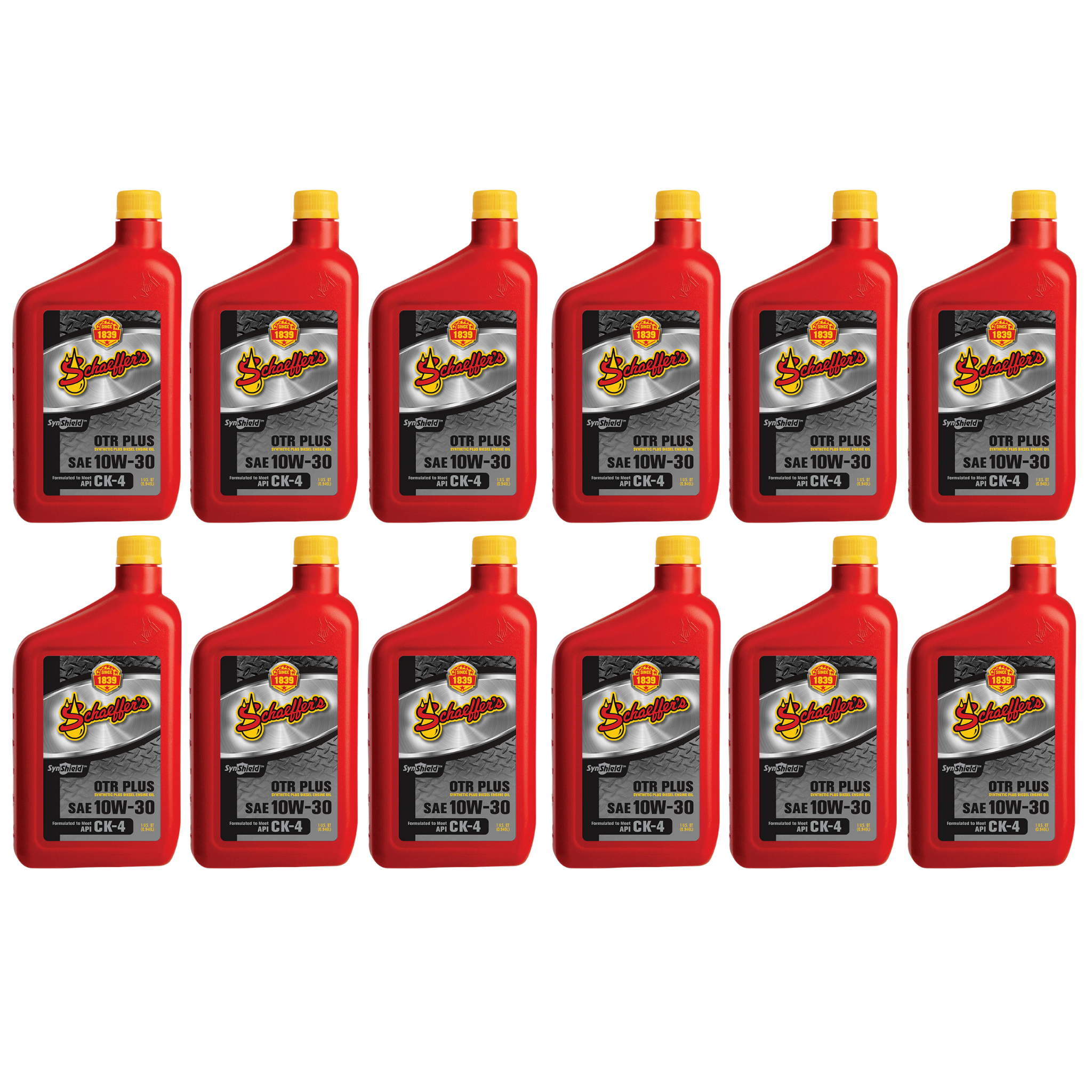 Schaeffer's 0711 SynShield OTR Plus 10W-30 Diesel Engine Oil | (12) 1 Quart Bottles