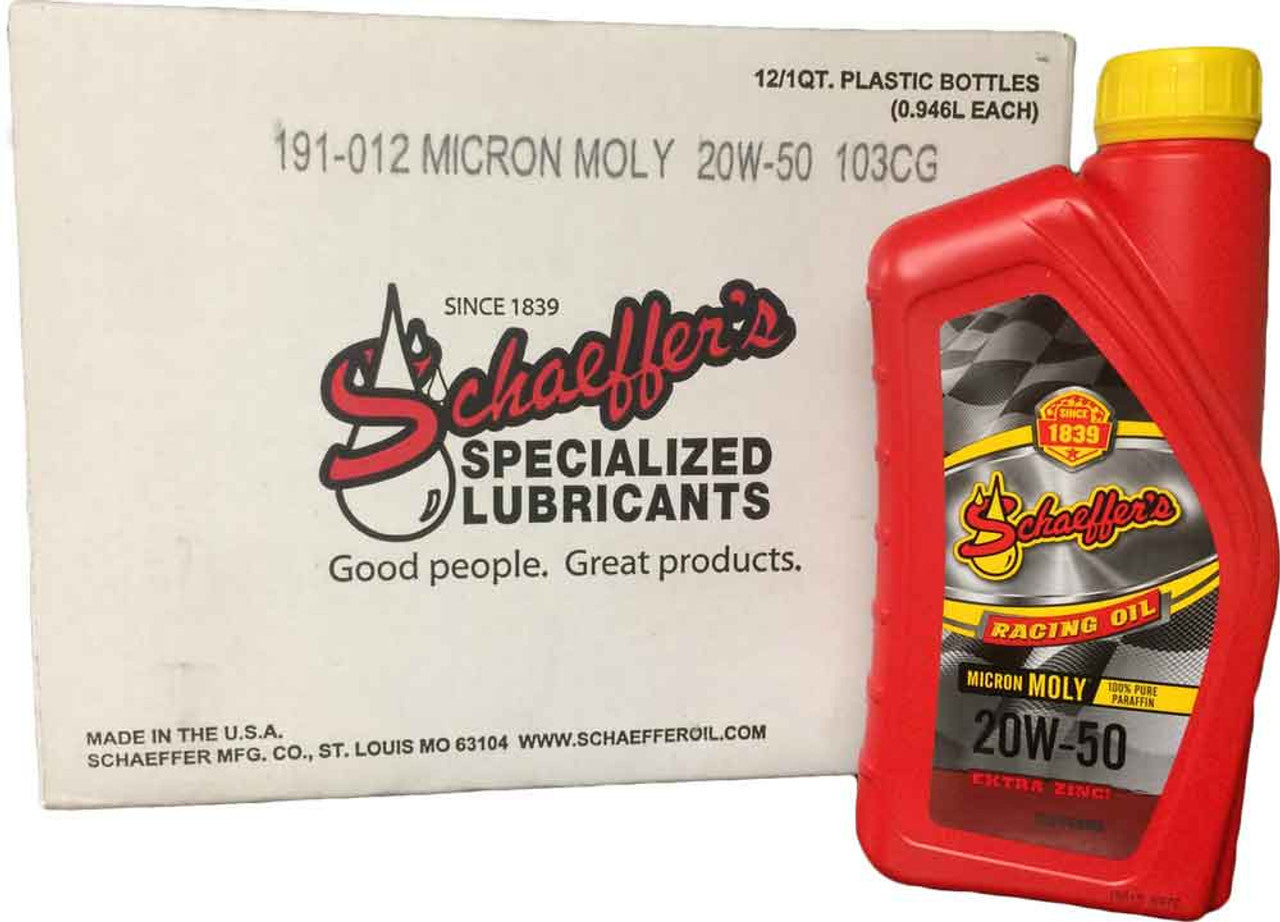 Schaeffers Micron Moly Racing Oil 20W-50 12 quarts | 0191-012