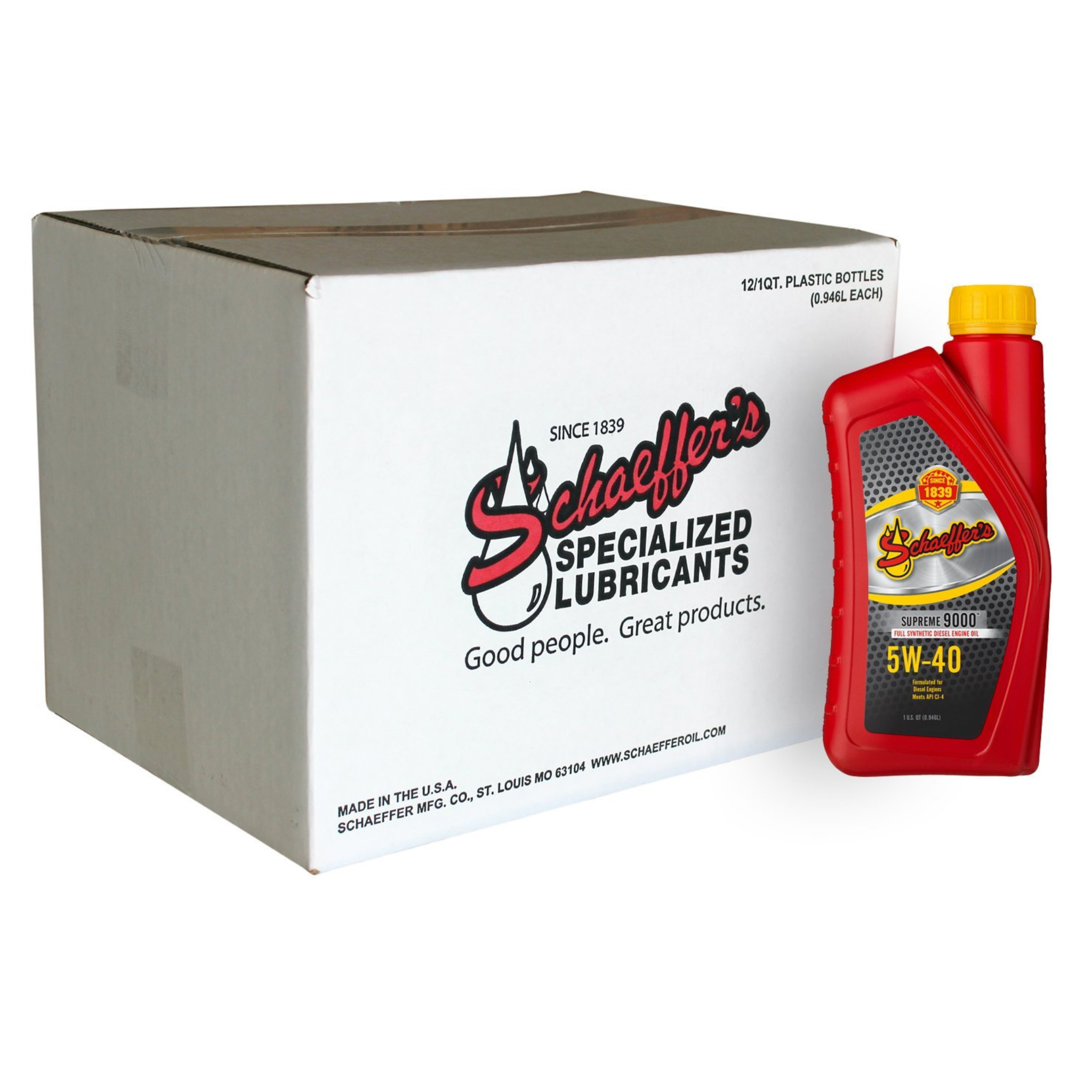 Schaeffer's 9000 SynShield OTR Plus Full Synthetic 5W-40 Oil | (12) 1 Quart Bottles