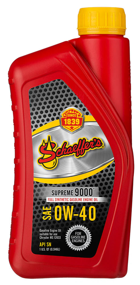 Schaeffer's Supreme 9000 Full Synthetic Gasoline Engine 0W-40 Oil | (12) 1 Quart Bottles