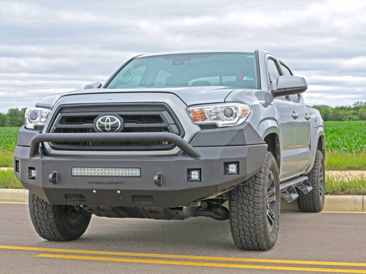 Steelcraft Fortis Bull Nose Front Bumper Textured Black | Fits 2016-2023 Toyota Tacoma Exclude TRD-Pro with TSS