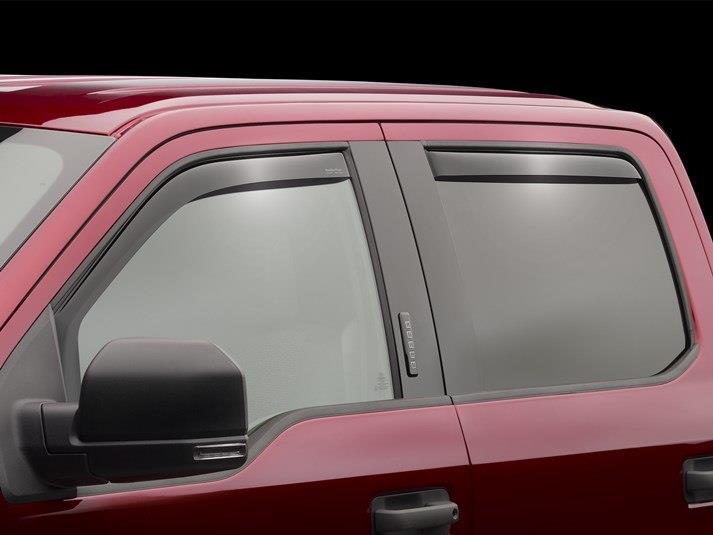 WeatherTech Front & Rear Window Deflectors Dark Smoke for 2021-2023 Ford F-150 Crew Cab