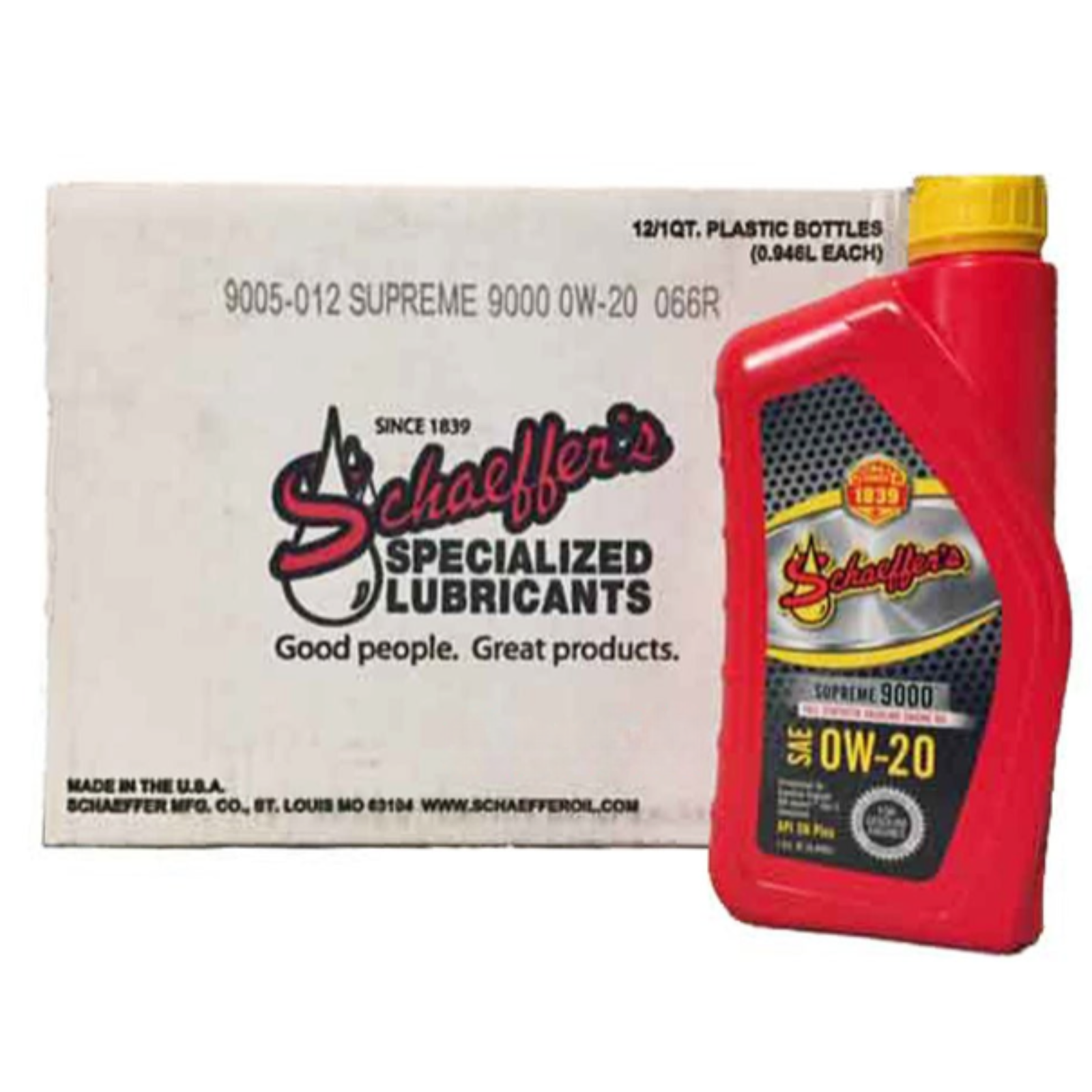 Schaeffer's Supreme 9000 Full Synthetic 0W-20 Engine Oil | (12) 1 Quart Bottles