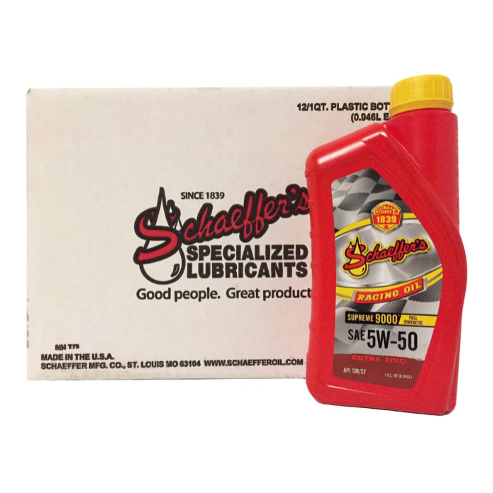 Schaeffer's Supreme 9000 Full Synthetic 5W-50 Racing Oil | (12) 1 Quart Bottles