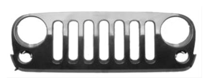 Rejilla Sherman pintada en negro mate a juego | Compatible con Jeep Wrangler 2007-2017 | Enlace de piezas CH1200313