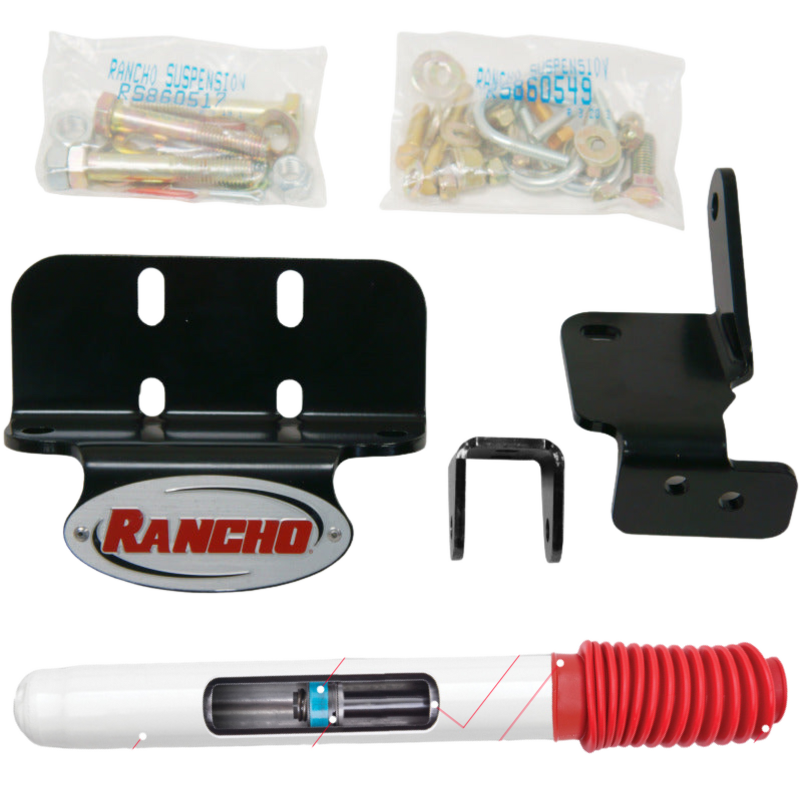 Rancho Dual Steering Stabilizer with Bracket | Fits 2006-2008 RAM 1500 4WD Mega Cab Except IFS Models