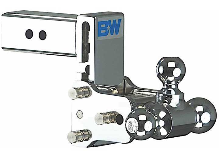 B & W Trailer HitchesB&W Tow and Stow Trailer Hitch 2.5" Shank 5" Drop 4.5" Rise 1 - 7/8" / 2" / 2 - 5/16" Tri Ball | Chrome