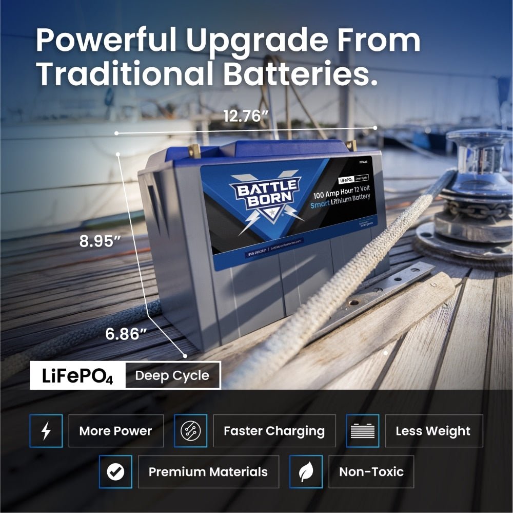 Battle Born BatteriesBattle Born 100Ah 12V Smart LiFePO4 Deep Cycle Battery | Fits RV and Off Grid Applications