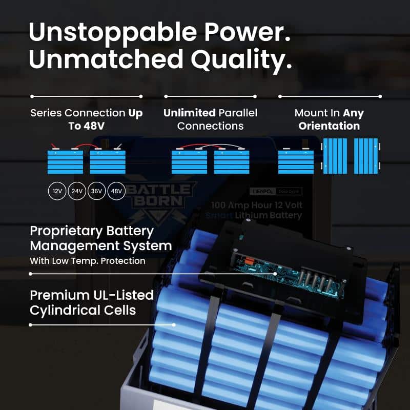 Battle Born BatteriesBattle Born 100Ah 12V Smart LiFePO4 Deep Cycle Battery | Fits RV and Off Grid Applications