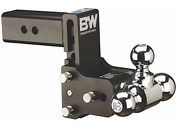 B&W Tow and Stow Trailer Hitch 2.5" Shank 5" Drop 4.5" Rise 1-7/8" / 2" / 2-5/16" Tri Ball | Black