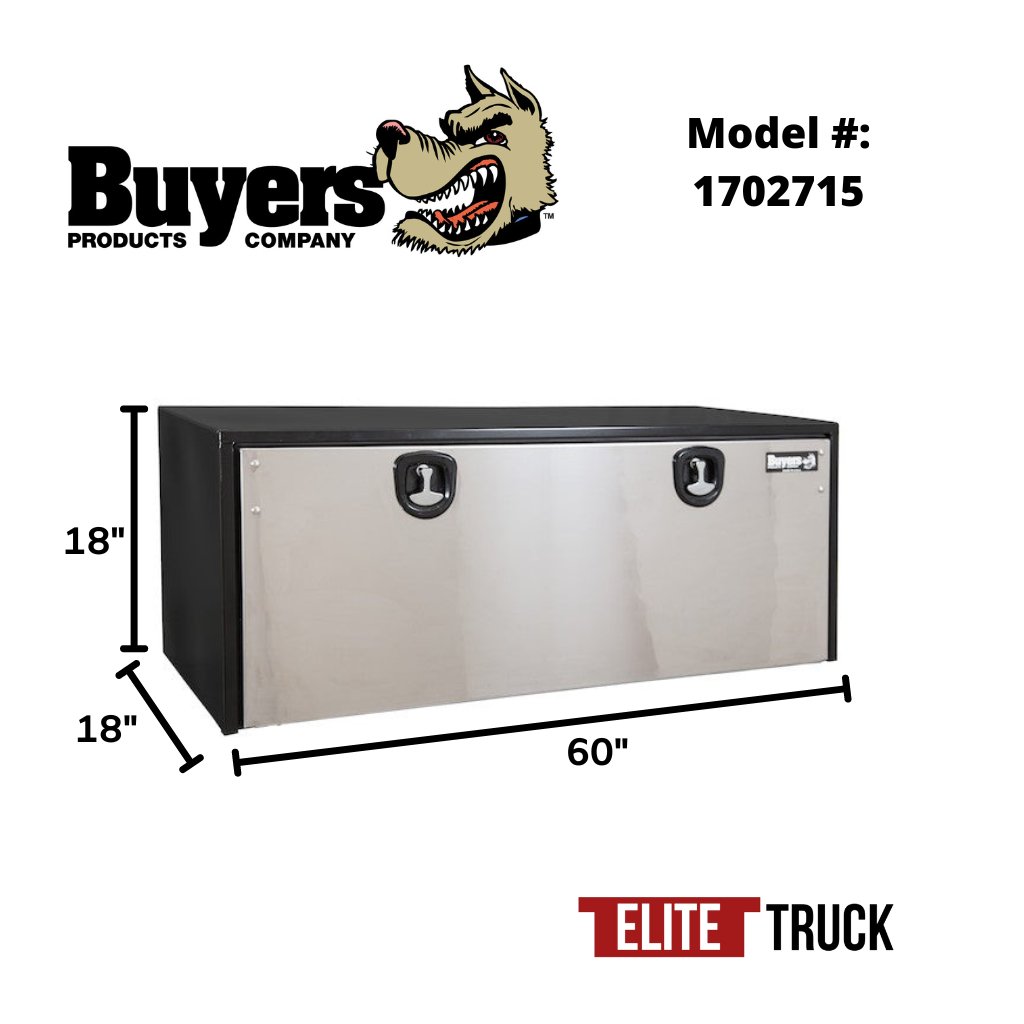 Buyers ProductsBuyers Products 18x18x60 Inch Black Steel Underbody Truck Box With Stainless Steel Door 1702715
