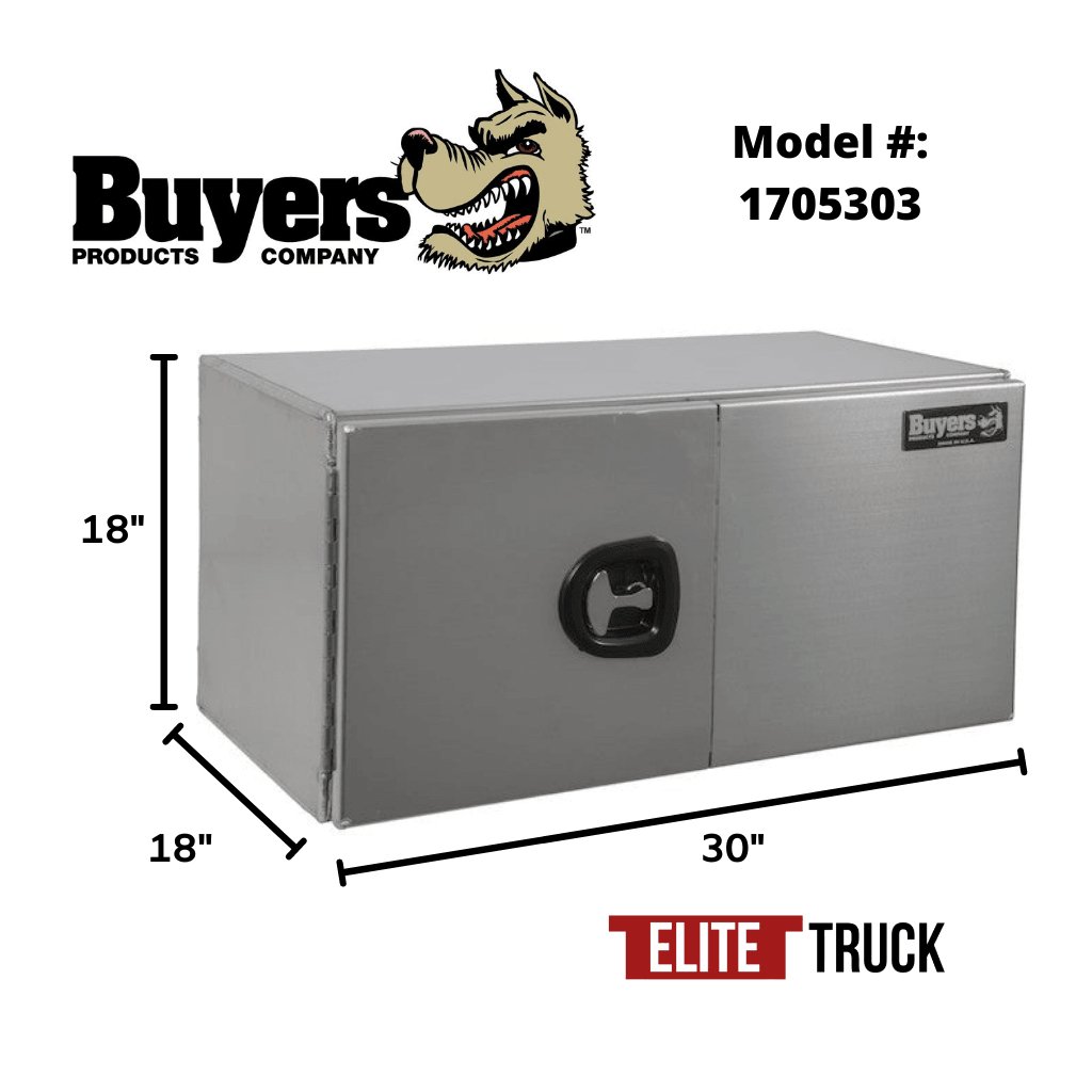 Buyers ProductsBuyers Products 18x18x30 Inch Smooth Aluminum Underbody Truck Tool Box - Double Barn Door, 3 - Point Compression Latch 1705303