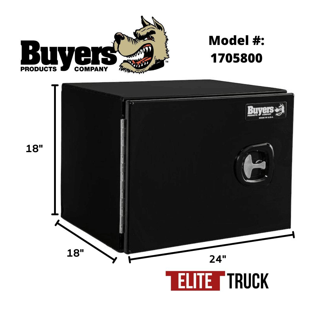 Buyers ProductsBuyers Products 18x18x24 Inch Black Smooth Aluminum Underbody Truck Tool Box Single Barn Door 1705800