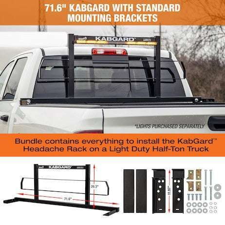 Buyers ProductsBuyers Products 71" Inch KabGard Heavy - Duty Steel Pickup Truck Headache Rack Bundle with Standard Mounting Brackets 85204