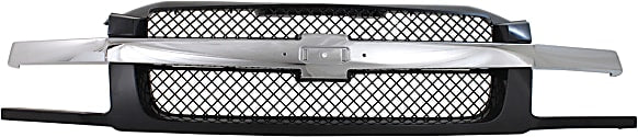 Conjunto de parrilla Sherman con carcasa y barra central cromada pintadas de negro | Compatible con Chevrolet Avalanche 2002-2006 con revestimiento de carrocería | Parts Link FM1200543