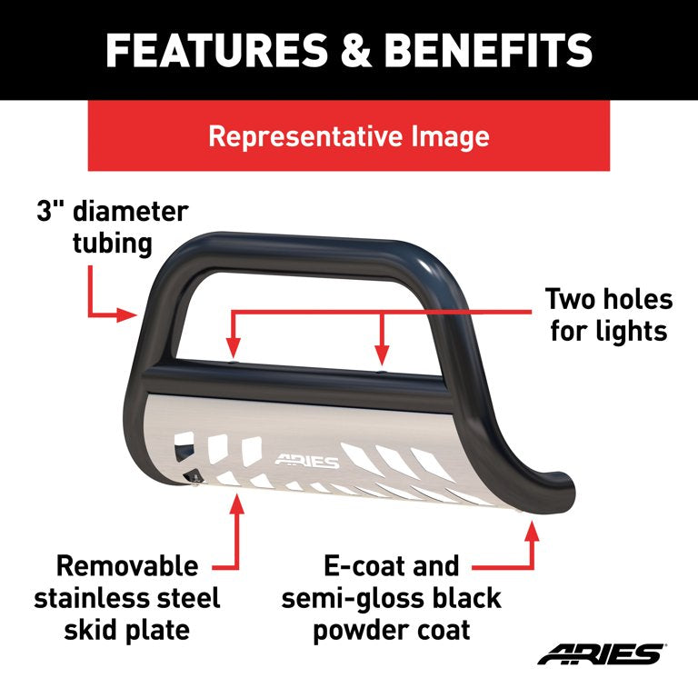 Midwest Aftermarket - Upgrade Your Ride with Aries Black Bull Bar for Toyota Tacoma