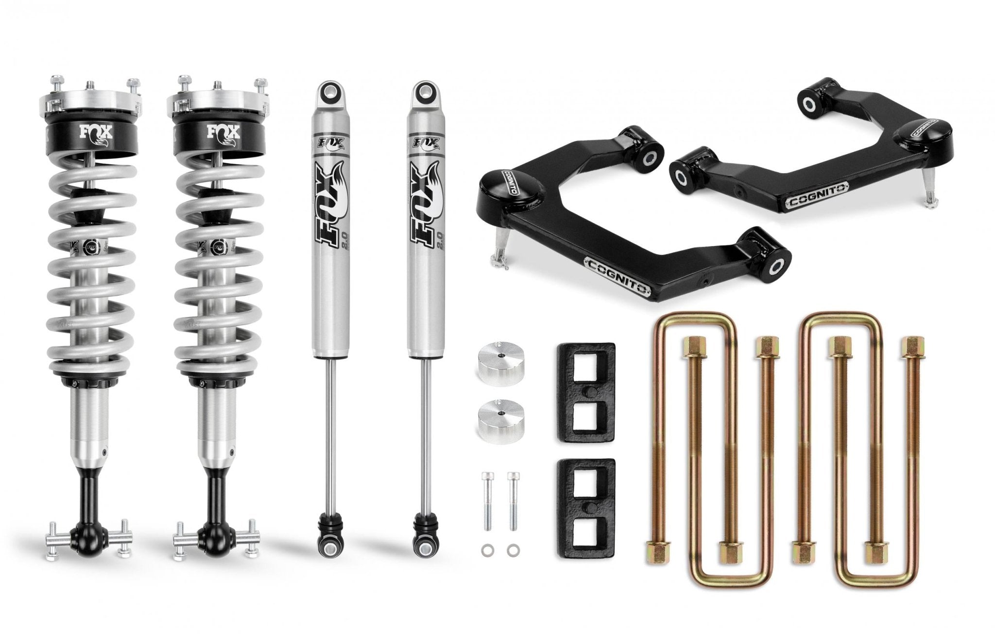 Cognito MotorsportsCognito 3 - Inch Performance Ball Joint Leveling Lift Kit With Fox PS Coilover 2.0 IFP Shocks for 19 - 22 Silverado/Sierra 1500 2WD/4WD