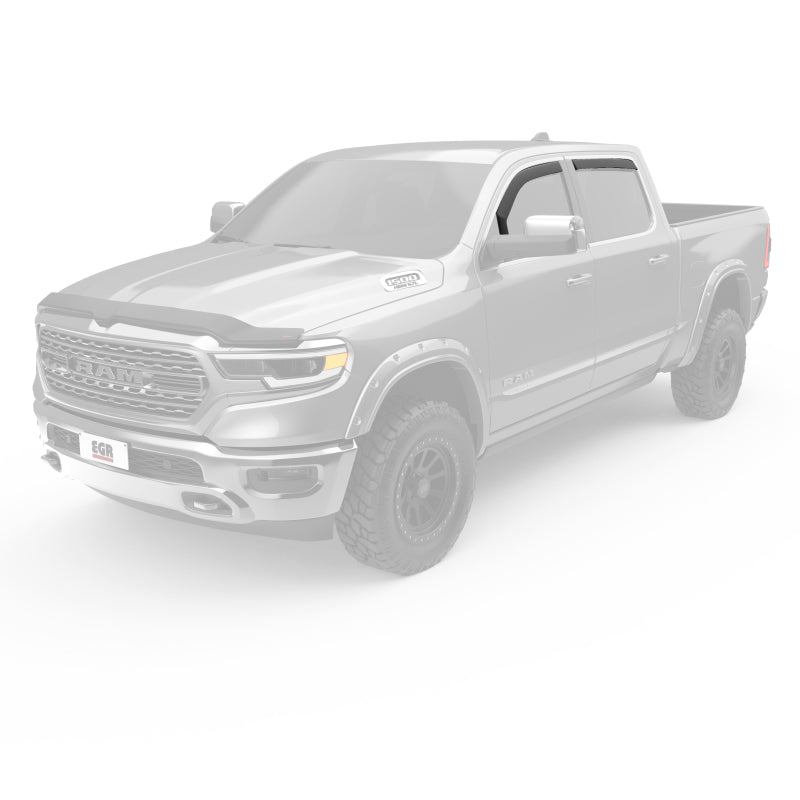 EGREGR 2019 Dodge Ram 1500 Crew Cab SlimLine In - Channel Window Visors Set of 4 - Dark Smoke
