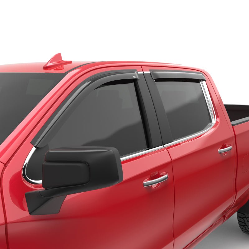 EGREGR 2019 Chevy 1500 Crew Cab Tape - On Window Visors - Set of 4 Dark Smoke