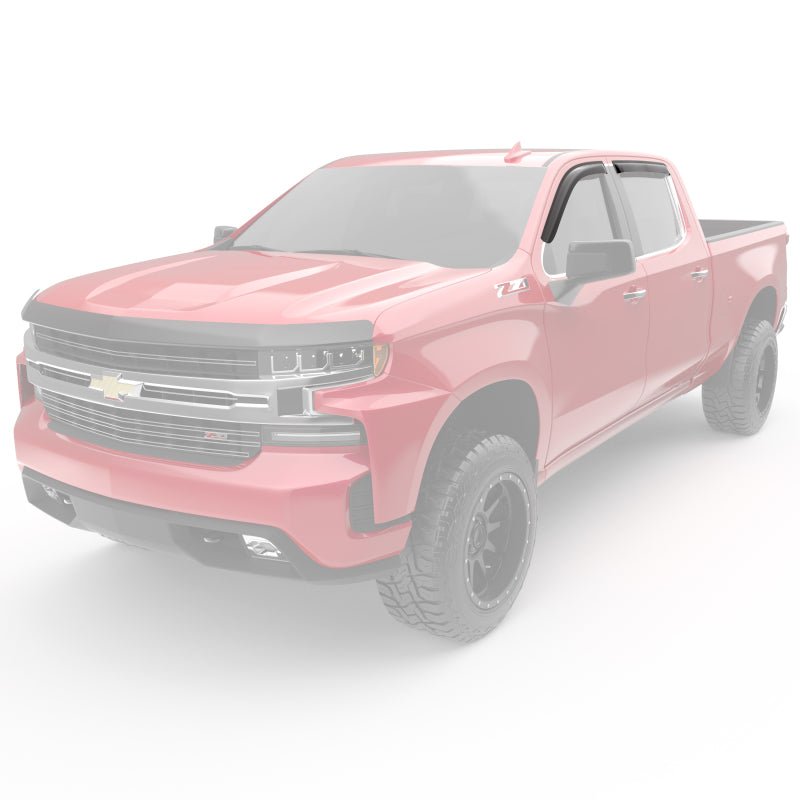 EGREGR 2019 Chevy 1500 Crew Cab Tape - On Window Visors - Set of 4 Dark Smoke