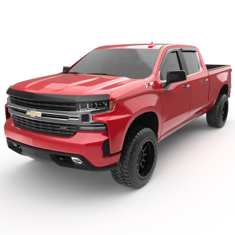 EGREGR 2019 Chevy 1500 Crew Cab Tape - On Window Visors - Set of 4 Dark Smoke