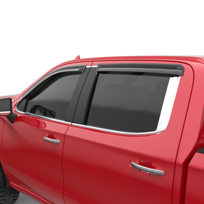 EGREGR 2019 Chevy 1500 Crew Cab Tape - On Window Visors - Set of 4 Dark Smoke