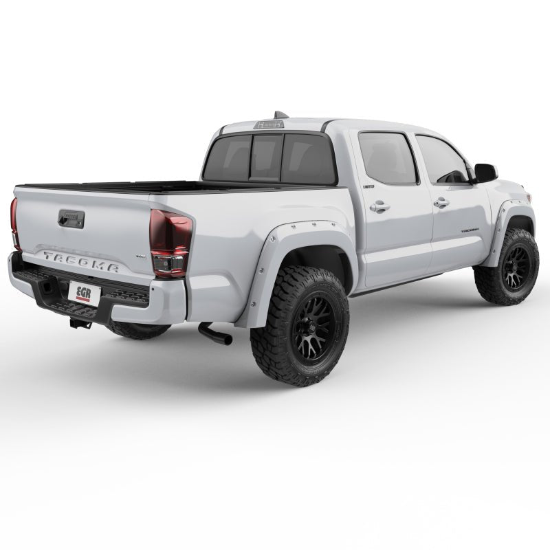 EGREGR 16+ Toyota Tacoma w/Mudflap Bolt - On Look Color Match Fender Flares - Set - Super White