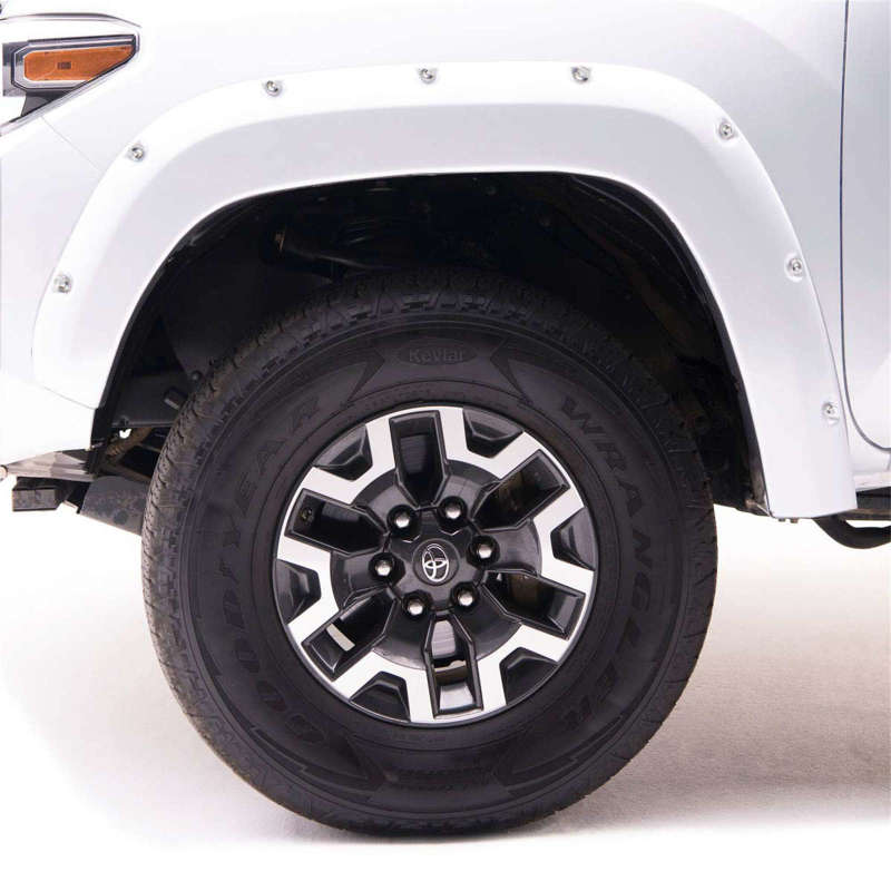EGREGR 16+ Toyota Tacoma w/Mudflap Bolt - On Look Color Match Fender Flares - Set - Super White