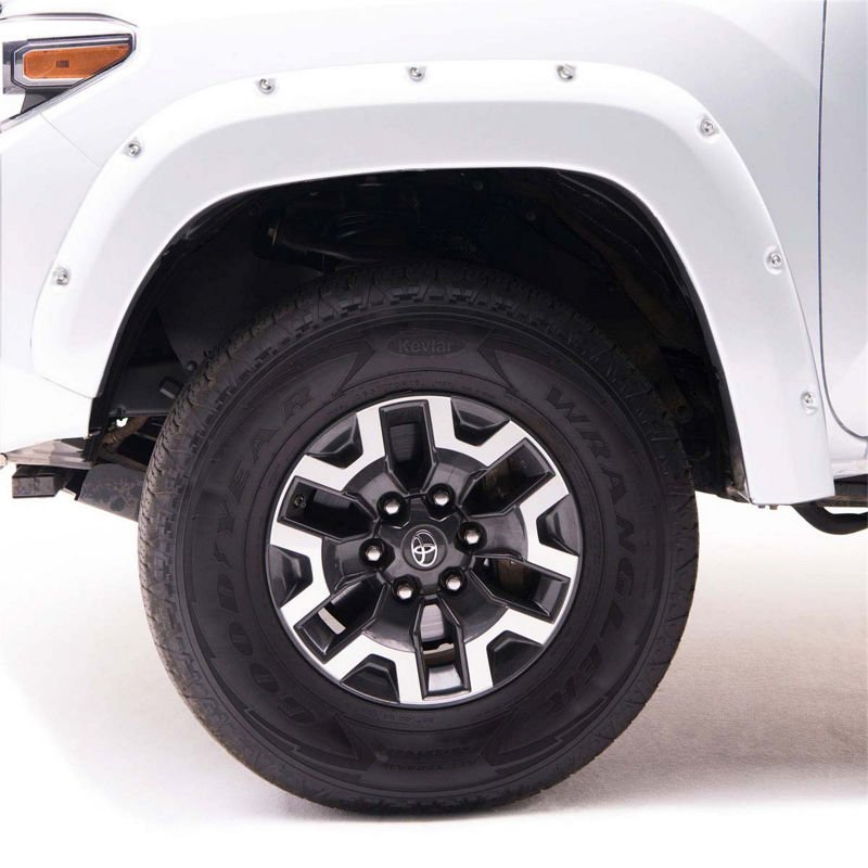 EGREGR 16+ Toyota Tacoma w/Mudflap Bolt - On Look Color Match Fender Flares - Set - Super White