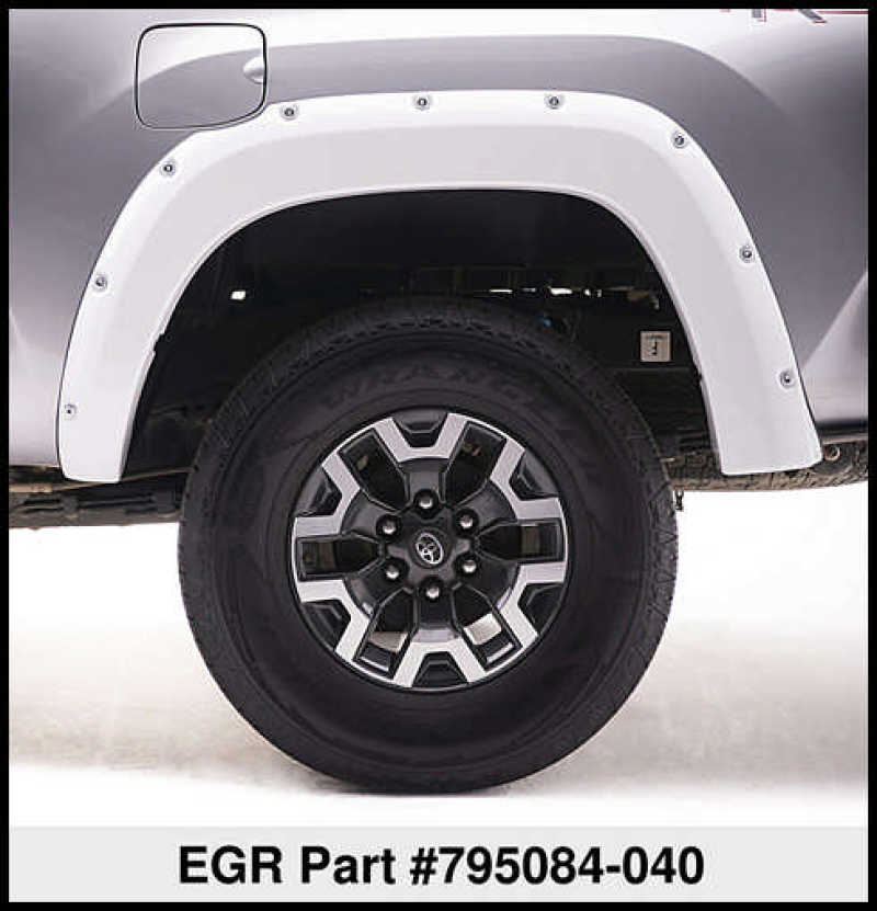 EGREGR 16+ Toyota Tacoma w/Mudflap Bolt - On Look Color Match Fender Flares - Set - Super White