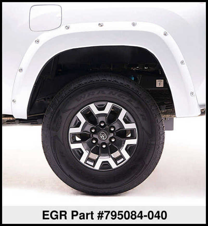 EGREGR 16+ Toyota Tacoma w/Mudflap Bolt - On Look Color Match Fender Flares - Set - Super White