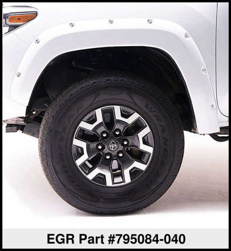 EGREGR 16+ Toyota Tacoma w/Mudflap Bolt - On Look Color Match Fender Flares - Set - Super White