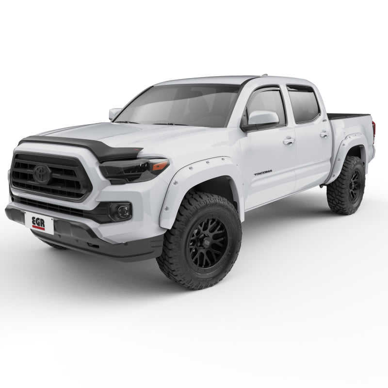 EGREGR 16+ Toyota Tacoma w/Mudflap Bolt - On Look Color Match Fender Flares - Set - Super White