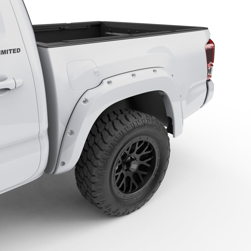 EGREGR 16+ Toyota Tacoma w/Mudflap Bolt - On Look Color Match Fender Flares - Set - Super White