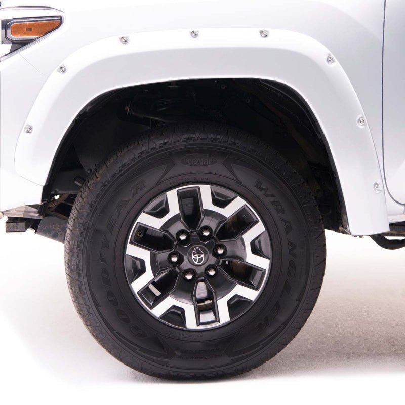 EGREGR 16+ Toyota Tacoma w/Mudflap Bolt - On Look Color Match Fender Flares - Set - Super White