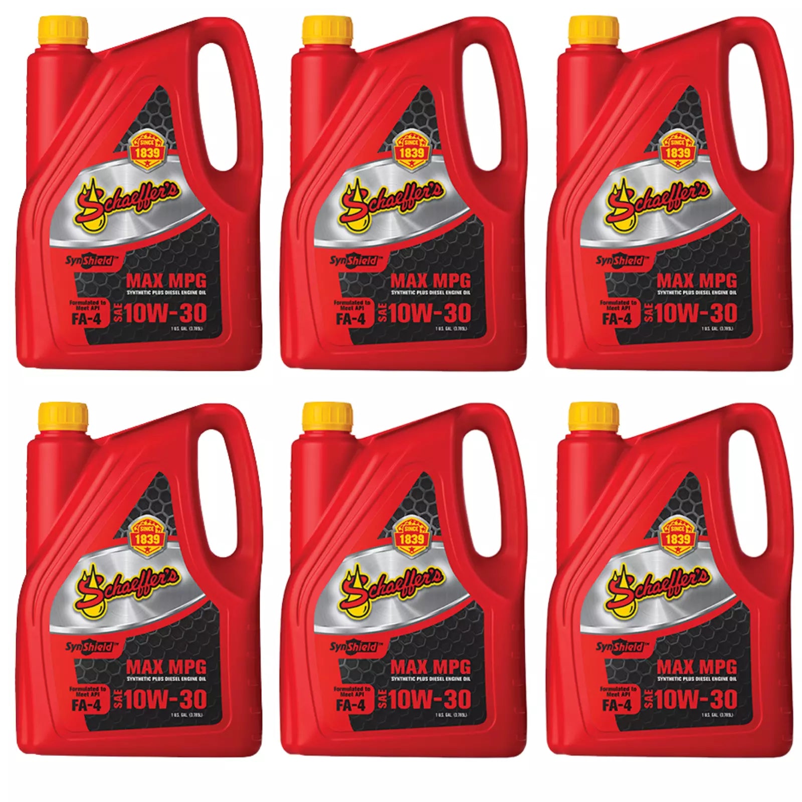 Schaeffer's FA-4 Max MPG 10W-30 Synthetic Plus Diesel Engine Oil | (6) 1 Gallon Bottles