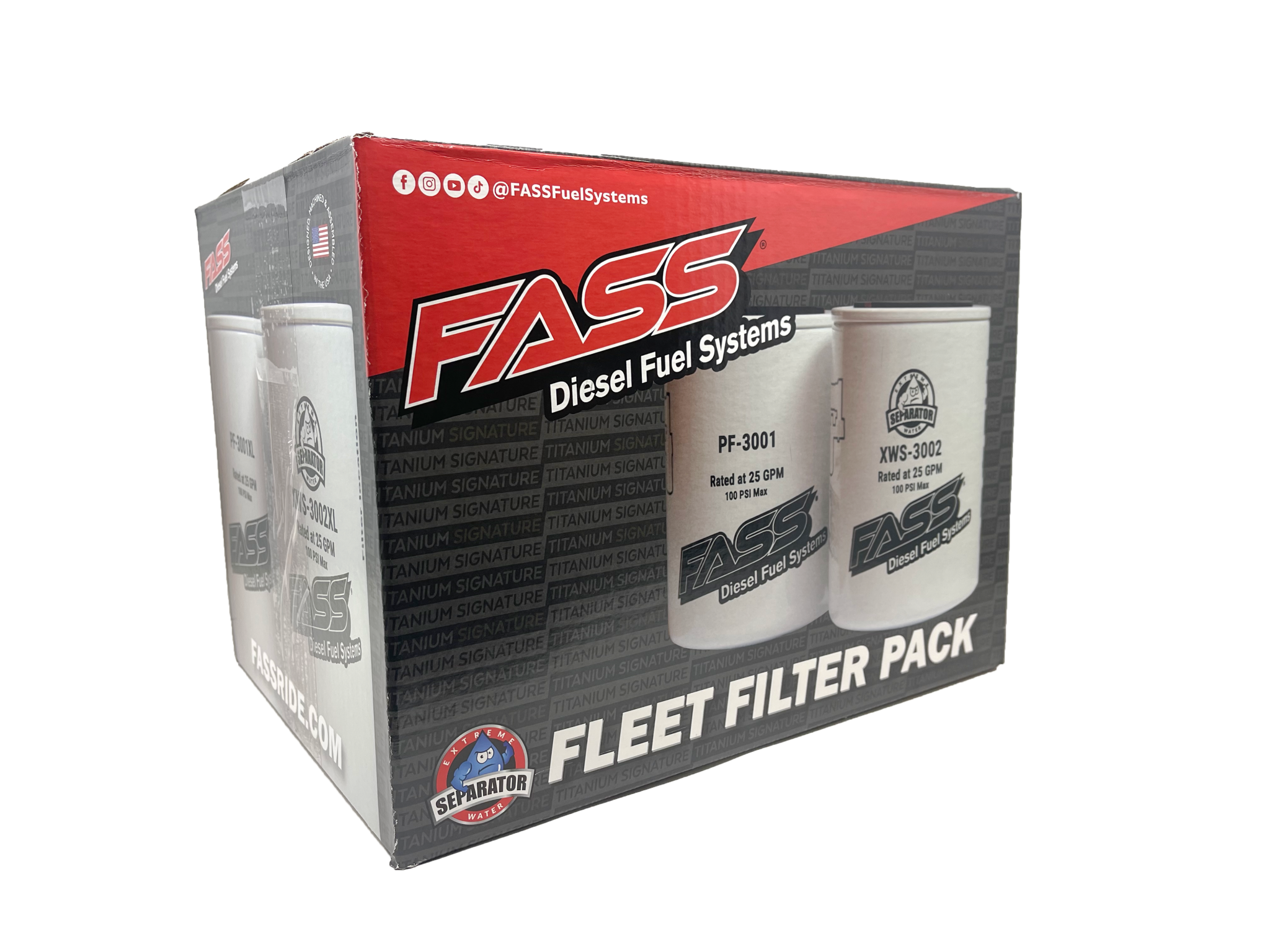 FASSFASS Fuel Systems Fleet Filter Pack 3 Extreme Water Separators And 3 Particulate Filters | Fits 1989+ Dodge RAM Ford GMC Chevrolet Nissan SEMI