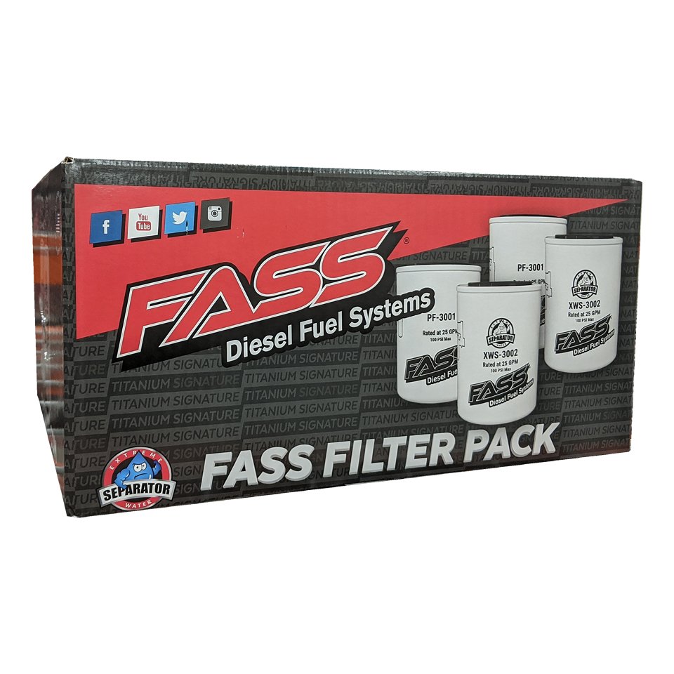 FASSFASS Fuel Systems Filter Pack | 2 XWS3002 Extreme Water Separators and 2 PF3001 Particulate Filters