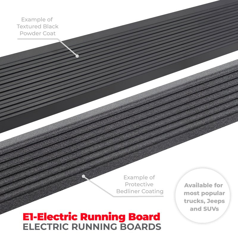 Go RhinoGo Rhino 18 - 23 Jeep Wrangler 2dr E - BOARD E1 Electric Running Board Kit (No Drill) - Tex. Blk
