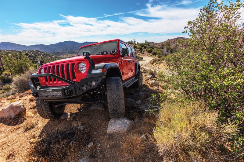 Go RhinoGo Rhino 07 - 20 Jeep Wrangler JL/JLU/JK/JKU/Gladiator JT Rockline Full Width Bumper w/ Overrider