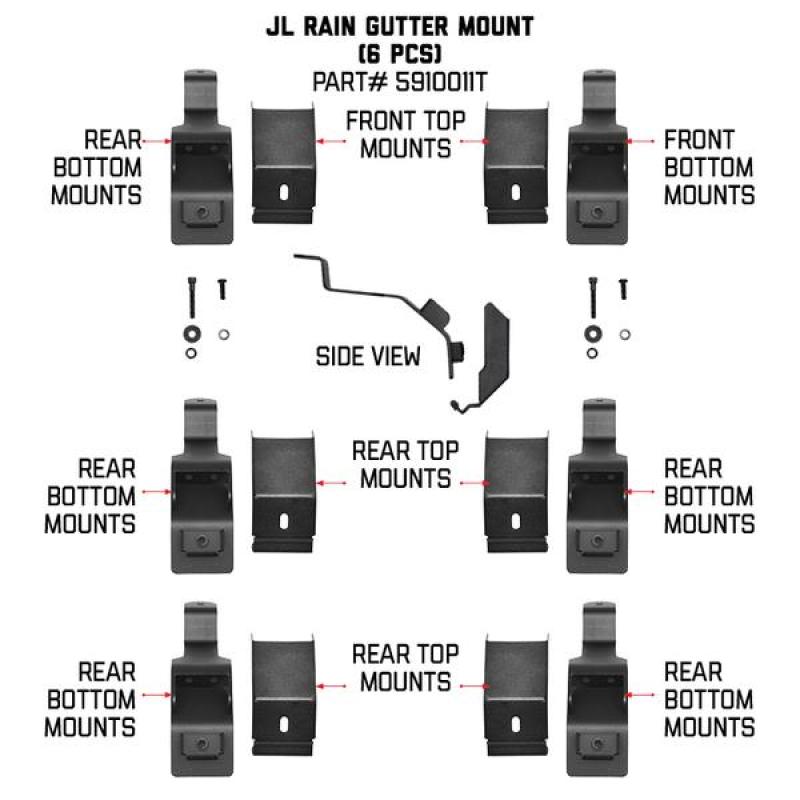 Go RhinoGo Rhino 6pc Rain Gutter Mounting Kit for SRM Rack