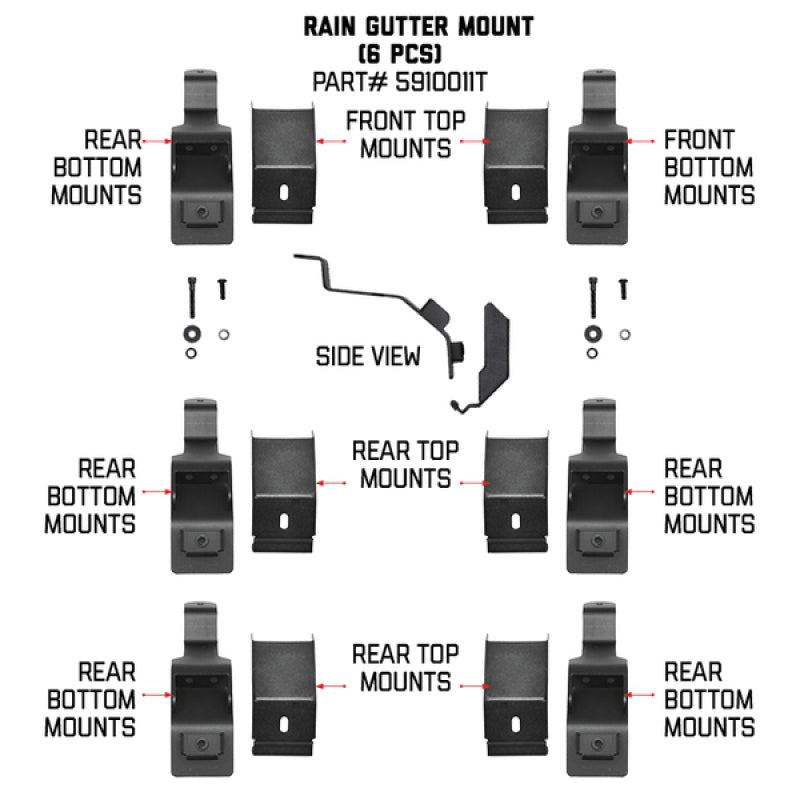 Go RhinoGo Rhino 6pc Rain Gutter Mounting Kit for SRM Rack