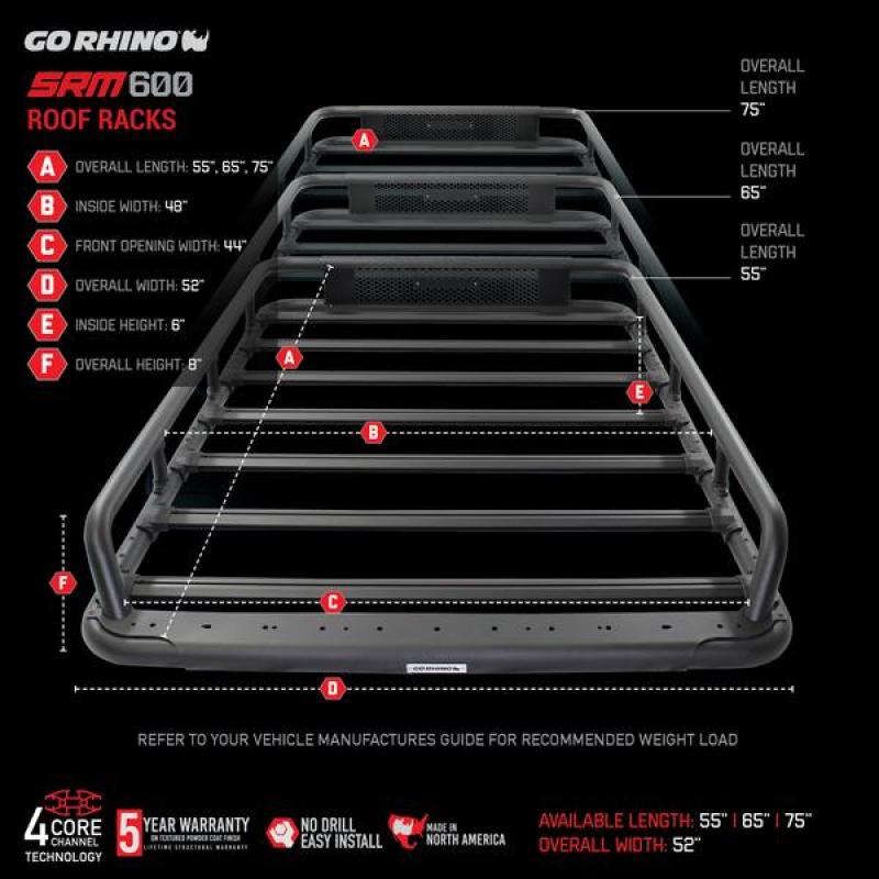 Go RhinoGo Rhino Universal 65in SRM 600 Basket Style Rack - Textured black