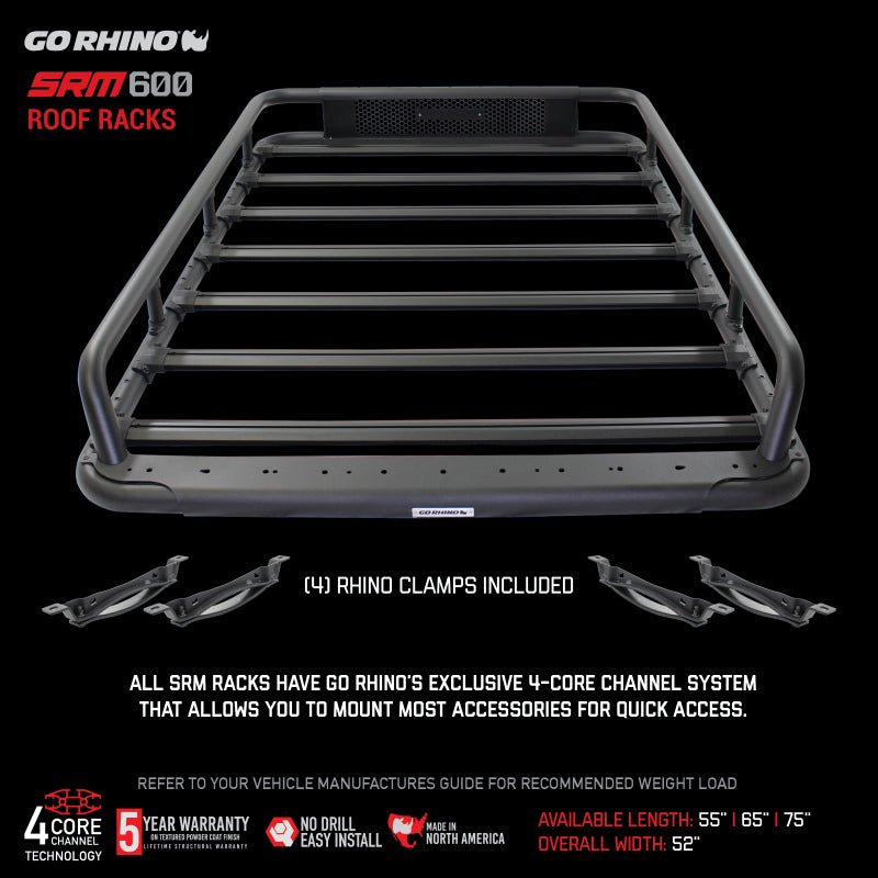 Go RhinoGo Rhino Universal 65in SRM 600 Basket Style Rack - Textured black